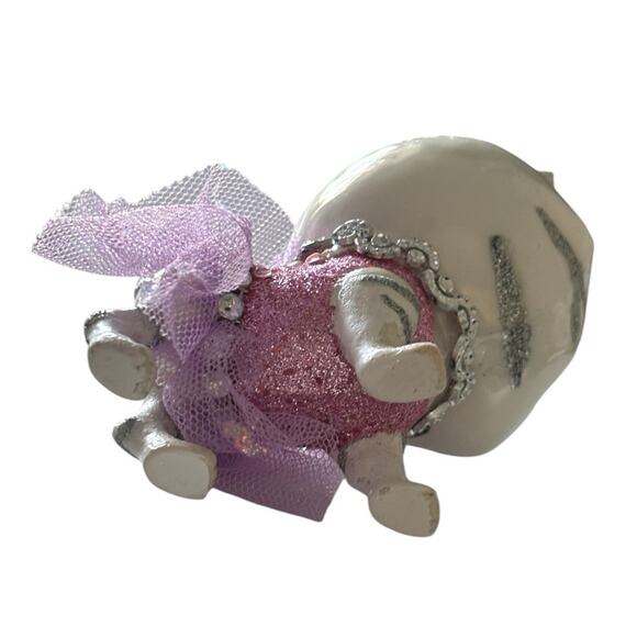 Robert Stanley Kitty Cat Glass Xmas Ornament Tutu Purple Pink Gray White Tabby - Picture 6 of 10